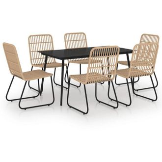 vidaXL Juego De Comedor Para Jard&iacute;n 7 Piezas Rat&aacute;n Sint&eacute;tico Y Vidrio Vidaxl