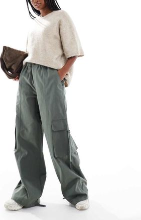 Asos Pantaloni multitasche oversize kaki con linguette-Neutro