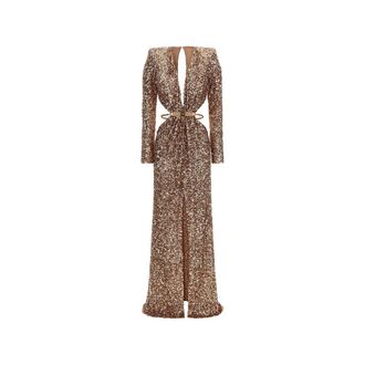 Elisabetta Franchi Red Carpet V-neck Maxi Dress