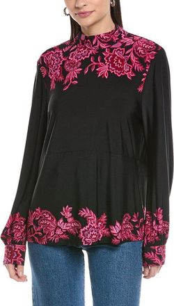 CeCe by Cynthia Steffe Cece Border Print Mock Neck Top