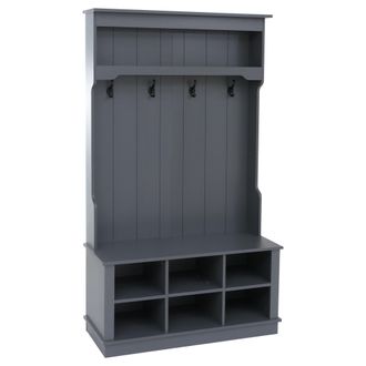 Hhg [nunca Usado] Aparador Hhg-661, Aparador De Pasillo De Madera Con Banco, 4 Ganchos, Compartimento De Almacenamiento Y Estante De Melamina, 170 X 100 X