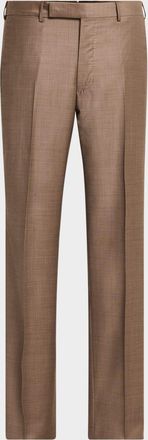 Ermenegildo Zegna Mens Trofeo Sharkskin Flat-Front Trousers