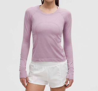lululemon Swiftly Tech Long Sleeve 2.0 Top In Spandex Stripe Lavender Lux/faint Lavender