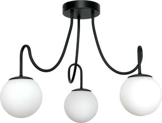 OEM L&aacute;mpara De Techo Colgante Negra Con Pantalla De Cristal Blanco 15-282 Ted