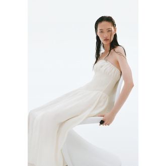 H&M Smocked Bandeau Dress in Cream at Nordstrom, Size X-Large