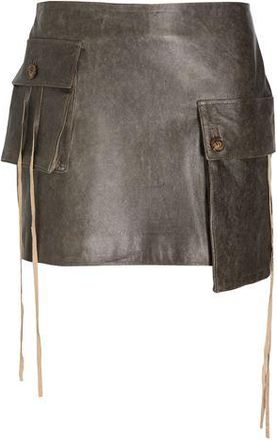 8 by YOOX WASHED-EFFECT LEATHER MINI SKIRT W/ CARGO POCKETS
