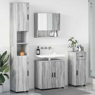 vidaXL Vidaxl Set Di Mobili Per Il Bagno 4 Pz Grigio Sonoma 61 X 35 X 64
