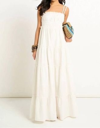 Vintage Havana Solid Gauze Maxi Dress In White