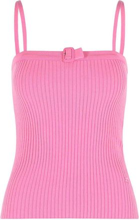 Courr&egrave;ges Buckle Tank Top In Pink Viscose Blend