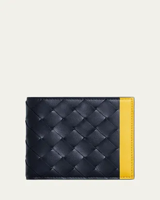 Bottega Veneta Mens Intrecciato Leather Colorblock Bifold Wallet
