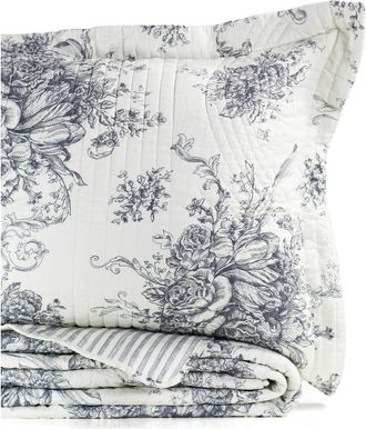 Melange Home Toile Reversible Cotton Quilt Set in Grey at Nordstrom Rack, Size Full/queen