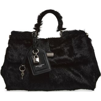 Dolce & Gabbana My Sicily East/West Genuine Calf Hair Top Handle Bag in 8B956 Nero/Nero at Nordstrom