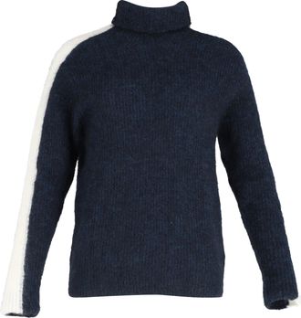 Ganni Ganni Knitted Turtleneck Sweater in Navy Blue Wool