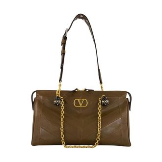 Valentino Garavani Tassen, Dames, Bruin, ONE Size, Leer, Panthea Schoudertas