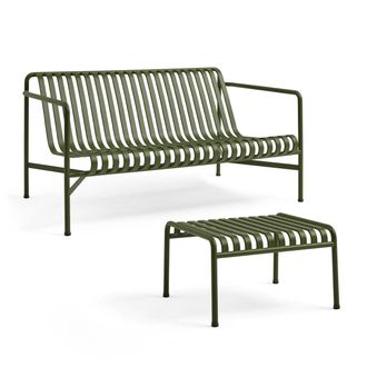 HAY Palissade Lounge Sofa + Ottoman, olive