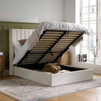 Birlea Maisey Ottoman Cream Linen Fabric Double Bed Frame