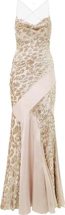 Roberto Cavalli Roze Dierenmotief Cowl Neck Jurk - Dames - Maxi kleedjes - Roze - L - Kleedjes