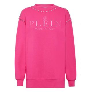 Philipp Plein Oversize Sweatshirt LS Stones - Dames - Sweatshirts - Roze - XS - Katoen - Hoodies & sweatvesten