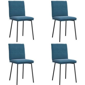 vidaXL Sillas De Comedor 4 Unidades Terciopelo Azul Vidaxl
