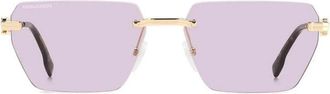 Dsquared2 Moderne Glasant zonnebril met esdoornblad - unisex - Zonnebrillen - Geel - 58 MM - Accessoires