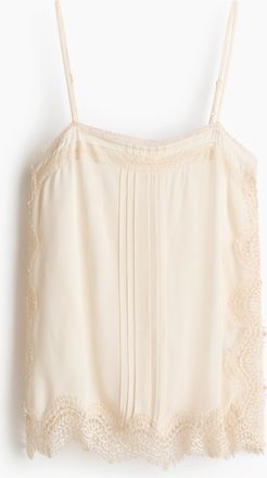 H&M Tr&auml;gertop mit Spitze - Cremefarben