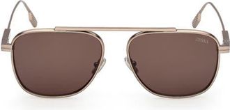 Ermenegildo Zegna 57mm Geometric Sunglasses in Bronze/Palladium/Brown at Nordstrom