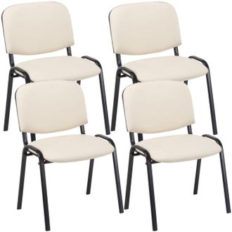 Clp Set De 4 Sillas De Reuniones Ken En Cuero Pu Crema