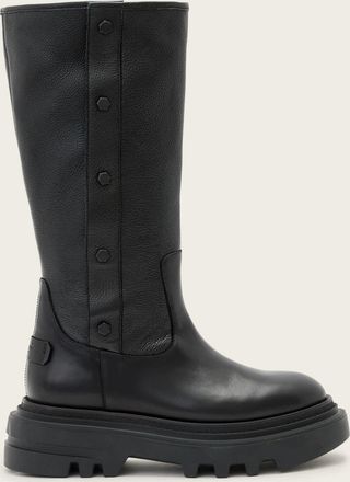 AllSaints Cow Leather Dolly Studded Leather Boots, Size: UK7.5/US10.5/EU40.5