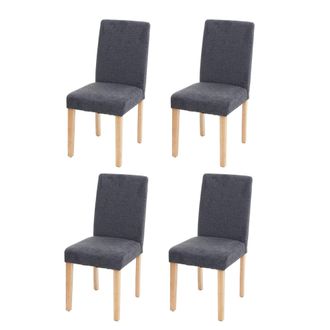Hhg Hhg - Lote De 4 Sillas De Comedor Silla De Cocina Littau, Textil, Gris Antracita, Patas Claras
