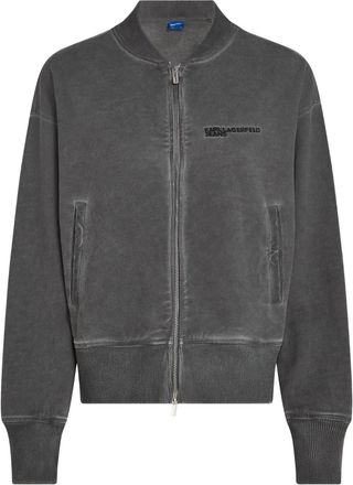 Karl Lagerfeld washed zip-up sweatshirt - women - Organic Cotton - L - Grey