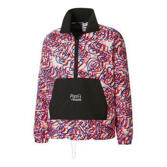 Puma x Mr Doodle Crossover Graffiti Printing Contrasting Colors Cardigan Stand Collar Jacket Red 530648-02
