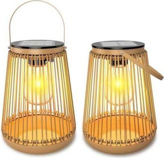 OEM Faroles Solares Para Exteriores, Juego De 2 Faroles Solares Para Exteriores Con Bombillas Led De Luz Blanca C&aacute;lida, Ideales Para Entradas De Veh&iacute;culos
