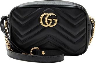 Gucci Black Leather Matelasse Gg Marmont Mini Camera Bag (Authentic Pre-Loved)