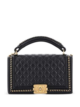 Chanel Chain Handle Boy Flap Bag Quilted Calfskin Old Medium shoulder bag - Zwart