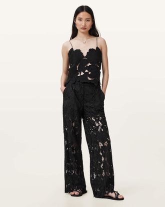 AllSaints Charli Embroidered Straight Fit Pants