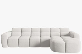 MICADONI 4-Sitzer Design Ecksofa Lisa mit Eckteil rechts - Strukturstoff