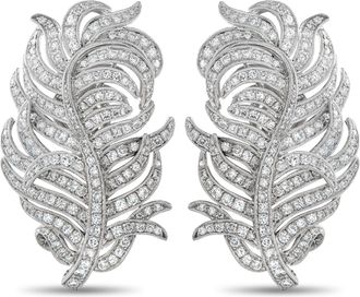 Luxury Bazaar 18K White Gold 3.5 ct Diamond Feather Earrings MF16-012726