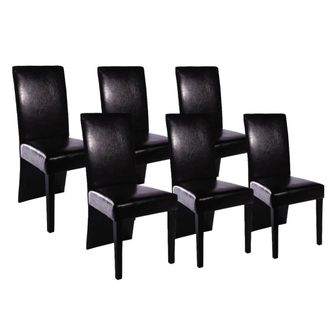 vidaXL Vidaxl - Sillas De Comedor 6 Unidades Cuero Sint&eacute;tico Negro