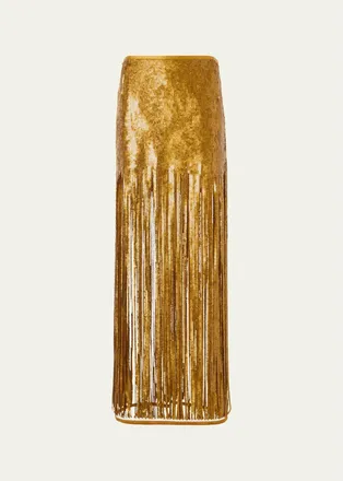 Akris Sequined Fringe Midi Skirt