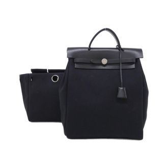 Herm&egrave;s Black Toile Officier Backpack (Pre-Owned)