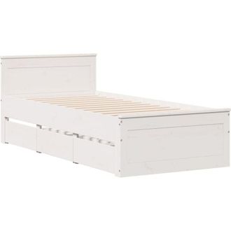 vidaXL Cama Con Cabecero Sin Colch&oacute;n Madera Maciza Blanca 90x200 Cm Vidaxl