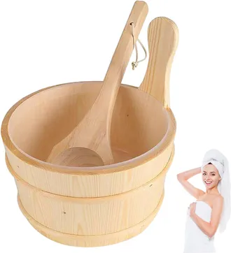 OEM Cubo Para Sauna, Cubo Y Cuchar&oacute;n Para Sauna, Recipiente De Agua De Madera Con Revestimiento De Pl&aacute;stico, Accesorios Y Art&iacute;culos De Ba&ntilde;o Para El Hogar,