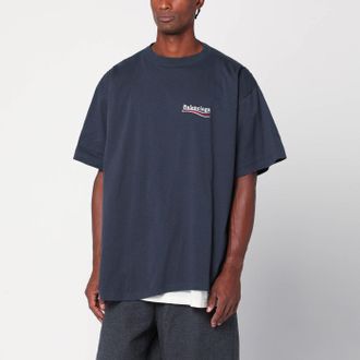 Balenciaga T-shirt doppia Political Campaign blu navy/bianca