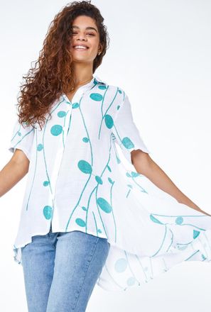 Roman Spot Print Button Through Shirt