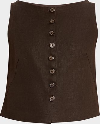 Faithfull The Brand Elia Cropped Linen Top