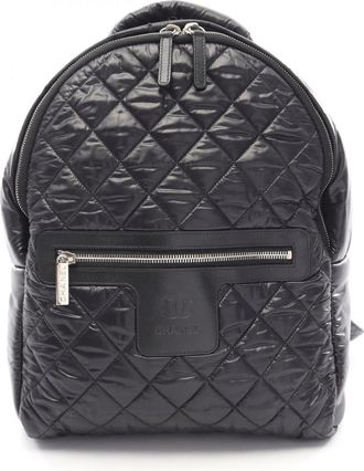 Chanel Black Nylon Leather Backpack (Pre-Owned)