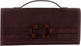 Roger Vivier Belle Vivier Turtle Buckle Clutch - female - Roger Vivier - Clutches - Brown - ONE SIZE - Bags