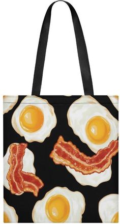Generic Bacon And Eggs for Breakfast Womens Tote Casual Shopping Bag Lightweight Shoulder Bags Hobos Handbag for Work Travel Daily 35x40cm