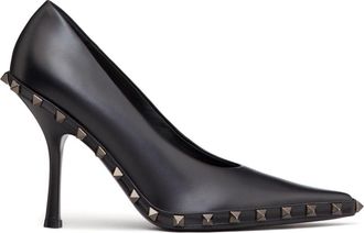 Valentino Garavani 100mm Rockstud pumps - women - Calf Leather/Lambskin/Calf Leather/Polyurethane/Lamb Skin/Goat Skin/Polyester - 38.5 - Black