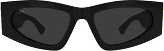 Gucci Rechthoekige Zonnebril - unisex - Zonnebrillen - Zwart - 54 MM - Accessoires